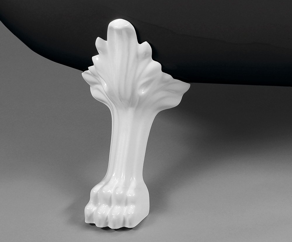 RETRO volně stojící vana 147x69,5x67,5cm, nohy bílé, černá/bílá (RAL9005)